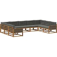 vidaXL Outdoor-Sofagarnitur mit Kissen 9 pcs Natur und Anthrazit