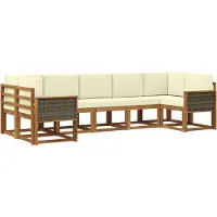 vidaXL Outdoor-Sofagarnitur 7 Stk. Natur und Creme