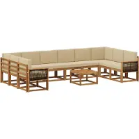 vidaXL Outdoor-Sofagarnitur 11 stk. Natur und Beige Massivholz Akazie