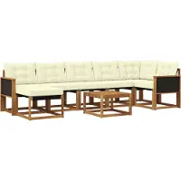 vidaXL Outdoor-Sofagarnitur mit Kissen 8 pcs Natur und Creme