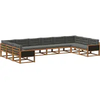 vidaXL Outdoor-Sofagarnitur mit Kissen 10 pcs Natur und Anthrazit