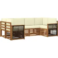 vidaXL Outdoor-Sofagarnitur 5 stk. Natur und Creme