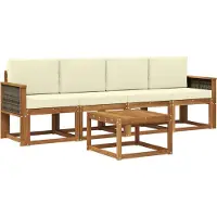 vidaXL Outdoor-Sofagarnitur 4 stk. Natur und Creme