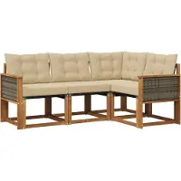 vidaXL Outdoor-Sofagarnitur 4 Stk. Natur und Beige