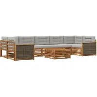 vidaXL Outdoor-Sofagarnitur 8 Stk. Natürlich und Hellgrau