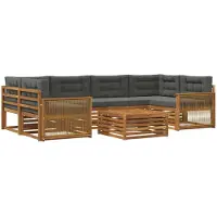 vidaXL Outdoor-Sofagarnitur 7 stk. Natur und Anthrazit