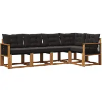 vidaXL Outdoor-Sofagarnitur 5 Stk. Natürlich und Schwarz