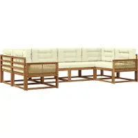 vidaXL Outdoor-Sofagarnitur 6 Stk. Natur und Creme