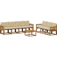 vidaXL Outdoor-Sofagarnitur mit Kissen 8 pcs Natur und Beige