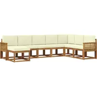 vidaXL Outdoor-Sofagarnitur 8 Stk. Natur und Creme Massivholz Akazie