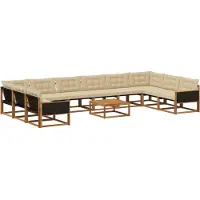 vidaXL Outdoor-Sofagarnitur mit Kissen 11 pcs Natur und Beige