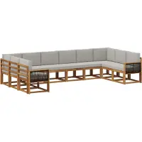 vidaXL Outdoor-Sofagarnitur mit Kissen 10 pcs Natürlich und Hellgrau