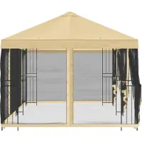 vidaXL Pavillon mit Seitenwänden 6 x 3 m Creme Polyester und Stahl