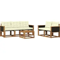 vidaXL Outdoor-Sofagarnitur 6 Stk. Natur und Creme