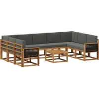 vidaXL Outdoor-Sofagarnitur 10 Stk. Natur und Anthrazit