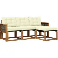 vidaXL Outdoor-Sofagarnitur 4 Stk. Natur und Creme