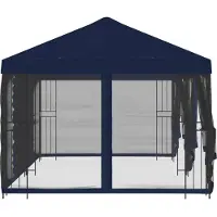 vidaXL Pavillon mit Seitenwänden 6 x 3 m Blau Polyester und Stahl