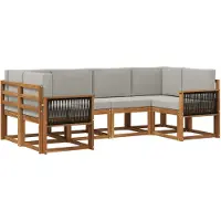 vidaXL Outdoor-Sofagarnitur 6 Stk. Natürlich und Hellgrau