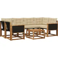 vidaXL Outdoor-Sofagarnitur 7 Stk. Natur und Beige