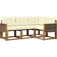 vidaXL Outdoor-Sofagarnitur 4 Stk. Natur und Creme