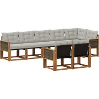 vidaXL Outdoor-Sofagarnitur mit Kissen 8 pcs Natürlich und Hellgrau