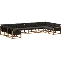 vidaXL Outdoor-Sofagarnitur 10 Stk. Natürlich und Schwarz