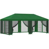 Syfax Pavillon mit Seitenwänden 6 x 3 m Grün Polyester und Stahl 190