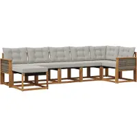 vidaXL Outdoor-Sofagarnitur 7 stk. Natürlich und Hellgrau