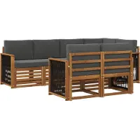 vidaXL Outdoor-Sofagarnitur 6 Stk. Natur und Anthrazit