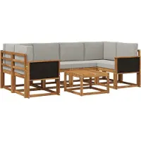 vidaXL Outdoor-Sofagarnitur 5 stk. Natürlich und Hellgrau