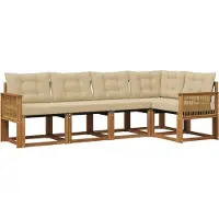 vidaXL Outdoor-Sofagarnitur 5 Stk. Natur und Beige