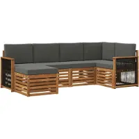vidaXL Outdoor-Sofagarnitur 5 Stk. Natur und Anthrazit