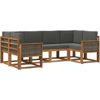 vidaXL Outdoor-Sofagarnitur 6 Stk. Natur und Anthrazit