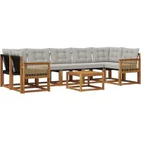 vidaXL Outdoor-Sofagarnitur mit Kissen 8 pcs Natürlich und Hellgrau