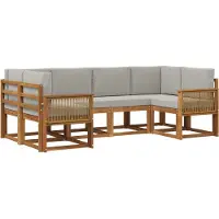 vidaXL Outdoor-Sofagarnitur 6 Stk. Natürlich und Hellgrau