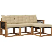 vidaXL Outdoor-Sofagarnitur 4 Stk. Natur und Beige