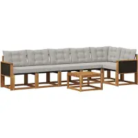 vidaXL Outdoor-Sofagarnitur 7 Stk. Natürlich und Hellgrau