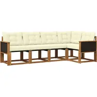 vidaXL Outdoor-Sofagarnitur mit Kissen 5 pcs Natur und Creme