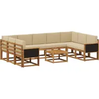 vidaXL Outdoor-Sofagarnitur 10 pcs Natur und Beige Massivholz Akazie