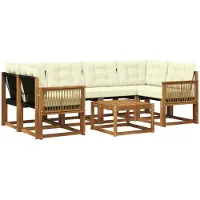 vidaXL Outdoor-Sofagarnitur 7 stk. Natur und Creme