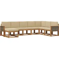 vidaXL Outdoor-Sofagarnitur 8 Stk. Natur und Beige Massivholz Akazie