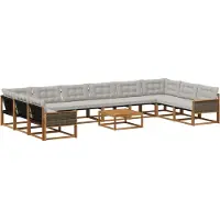 vidaXL Outdoor-Sofagarnitur 11 Stk. Natürlich und Hellgrau