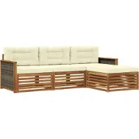 vidaXL Outdoor-Sofagarnitur 4 stk. Natur und Creme