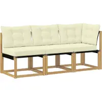 vidaXL Outdoor Mittel- und Ecksofa mit Kissen 3 Stück Weiß