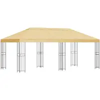 vidaXL Gartenpavillon 6 x 3 m Creme Polyester und Stahl 190 gsm