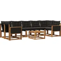 vidaXL Outdoor-Sofagarnitur mit Kissen 8 pcs Natürlich und Schwarz