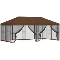 Syfax Pavillon mit Seitenwänden 6 x 3 m Braun Polyester und Stahl 190