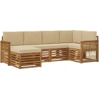vidaXL Ecksofa Set 5 pcs Natur Massives Akazienholz und Polyester