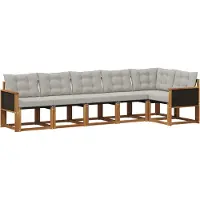 vidaXL Outdoor-Sofagarnitur 6 Stk. Natürlich und Hellgrau