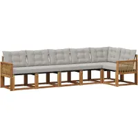 vidaXL Outdoor-Sofagarnitur 6 Stk. Natürlich und Hellgrau